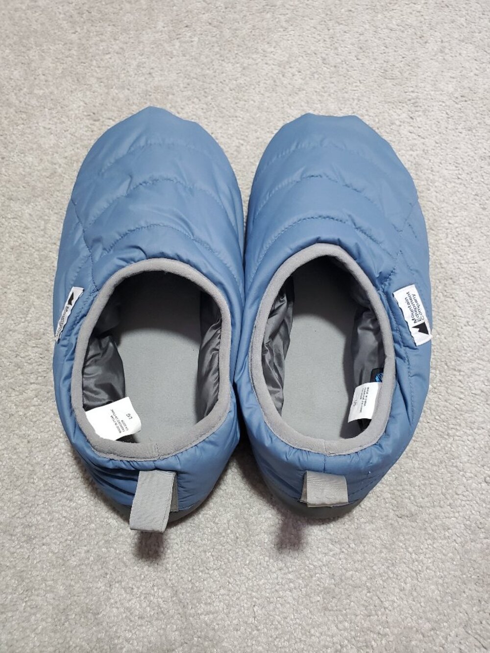 MEC Hut Slippers Pertex Quantum Puffer Nylon Cozy Warm Blue Men's Large, 9-11 - Picture 9 of 11